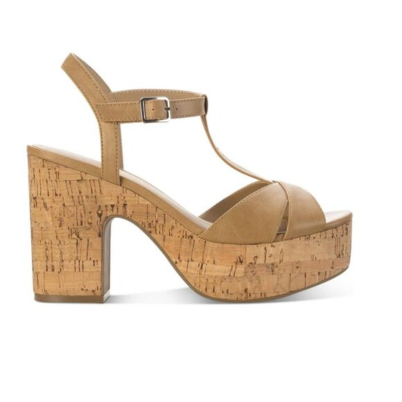 Sun + Stone Jillien Leather Wrapped Platform Block Heels Women's Size 11 New - Picture 3 of 8